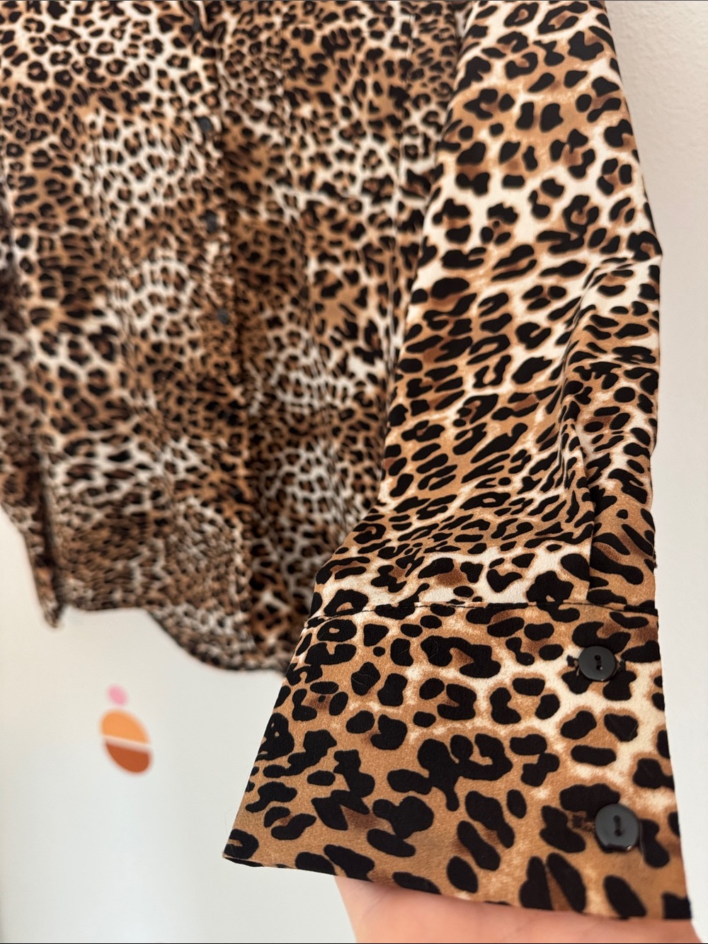 SHEIN Brown Black Leopard Print Button-Up Blouse N0157 - Picture 3 of 4